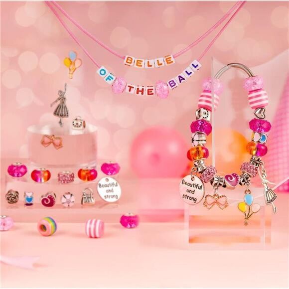 Charm Bracelet Making Kit Girls 250 Crystal Beads Letter Beads Bracelet Charms - Picture 3 of 6